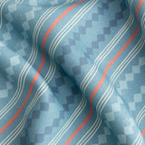 Diamond Stripe Fabric - Denim and Red